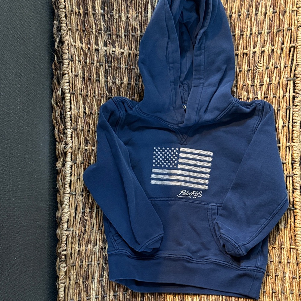Polo Blue Hoodie with Flag Design